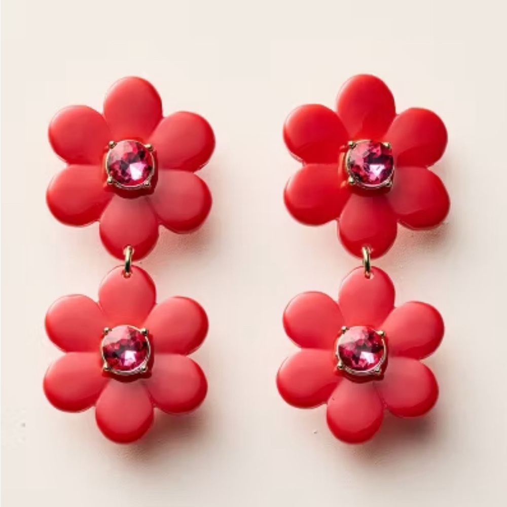 Red Floral Earrings